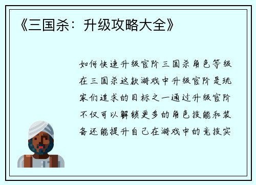 《三国杀：升级攻略大全》